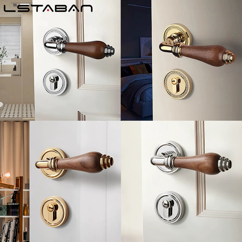 Furniture Hardware Accessories - Euro Walnut Wood Handle Door Lock