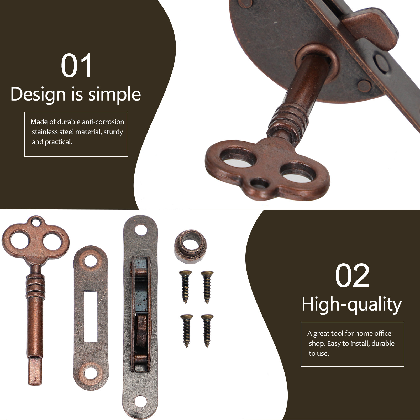 2Set Vintage Copper Iron Lock  - Furniture Hardware Decorative incelemesi ve fiyatı
