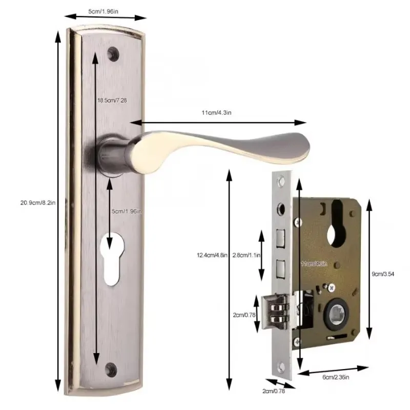 Gold Door Handle Lock Silent H - Furniture Hardware Decorative incelemesi ve fiyatı